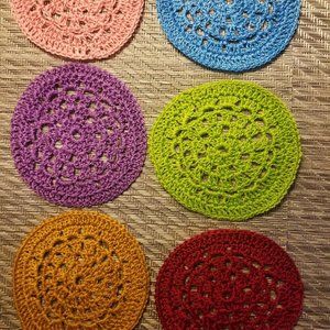 Coaster Crochet Round  Handmade Cotton Coaster